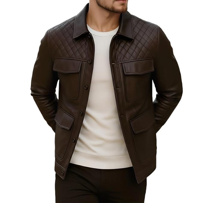 Urbanhides Iron Edge Luxe Mode Mens Lambskin Leather Jacket | Men's Leather Jackets, Dark Brown Leather Jacket, Lambskin Jackets, Regular Fit, Four Pockets