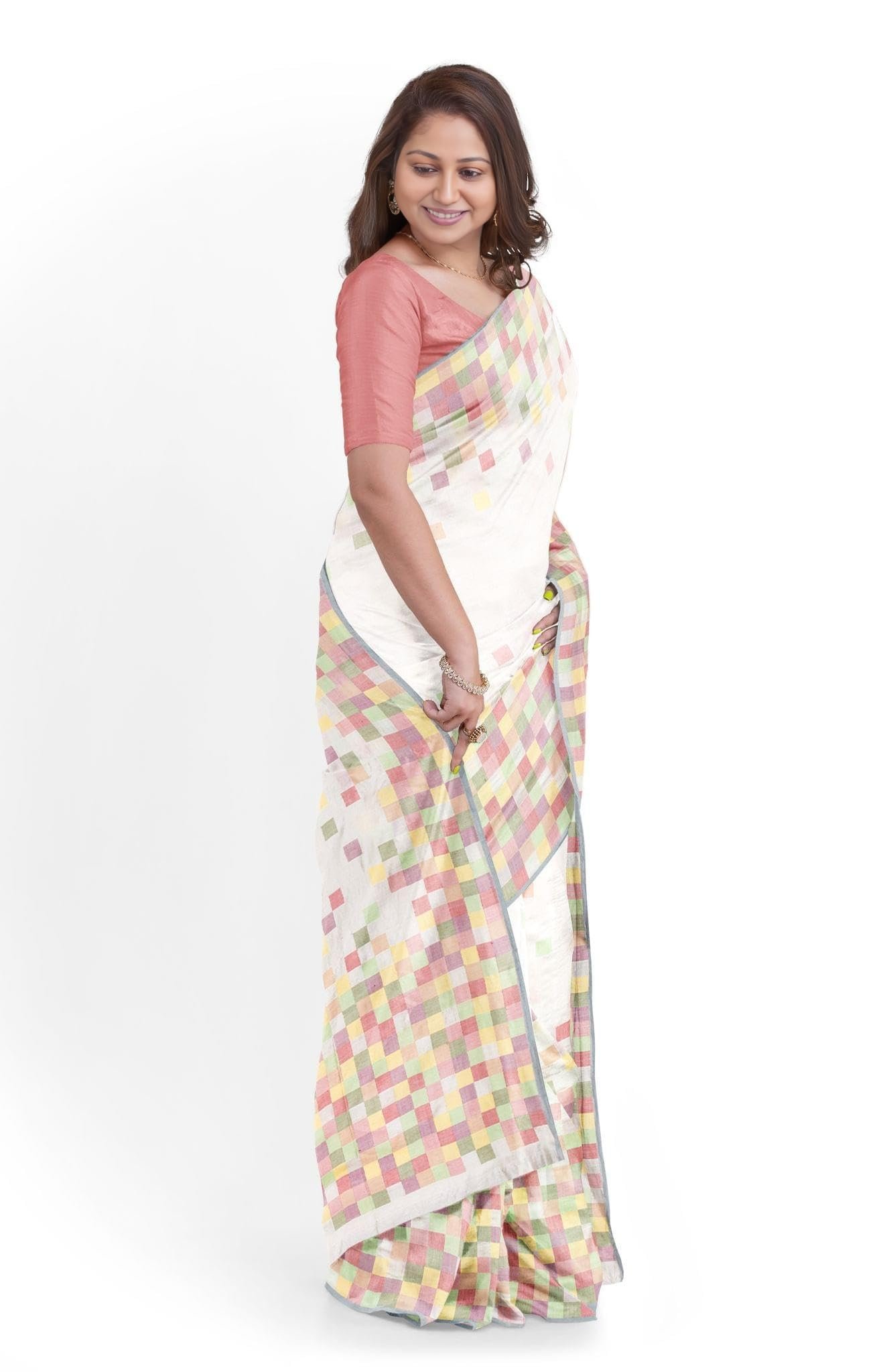 RKRIT Bengalore Silk and Pure Cotton Women's Handloom,White5