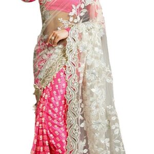 Rupali saree mart smart brand Women's Ruffle Saree Lycra Fabric With Blouse Piece