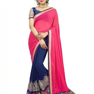 befinitiveprovision Saree Women's Blue Partywear Printed Saree