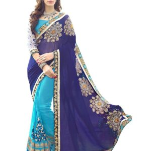 Sebastian care saree mart smart brand Women's Ruffle Saree Lycra Fabric With Blouse Piece