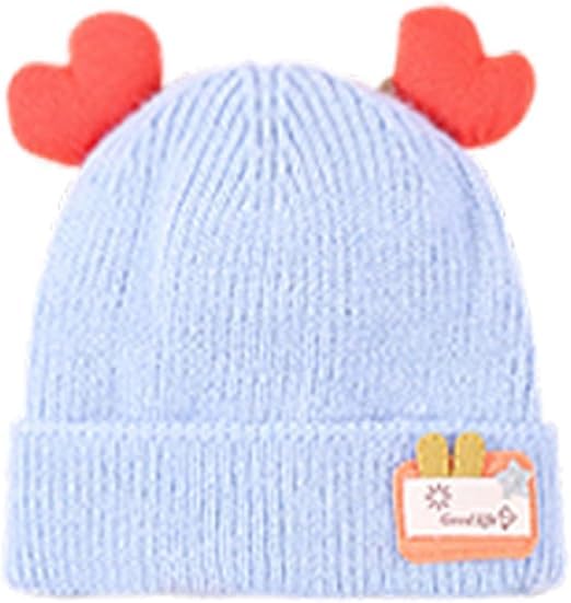 BabyMoon Unisex Winter Hat Designed with Hearts | Warm Baby Cap Headwear | Blue | 3-12 Month