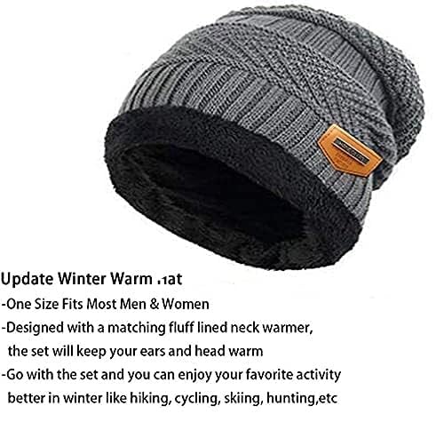 SKMP CREATION Winter Woolen Cap, Neck Warmer Scarf Woolen Beanie Cap with Fur Inside for Men and Women Grey