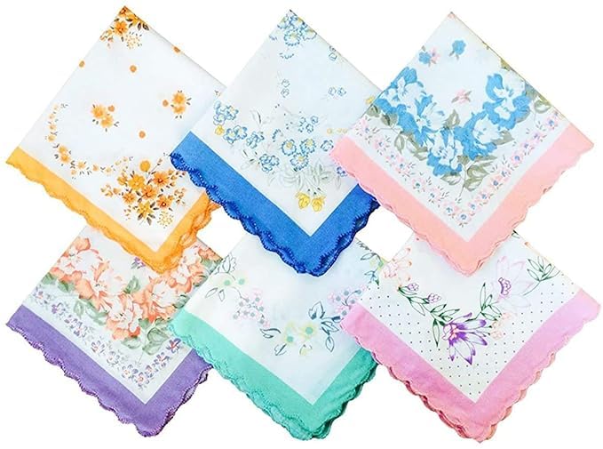 Aenon Fashion is my passion Handkerchiefs|Leaf Print Cutwork Soft Cotton Hankies for Woman,Girls & Wicking Sweat from Hands,Face,Set of 3 (Multicolor) (3)