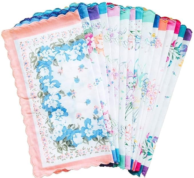 Aenon Fashion is my passion Handkerchiefs|Leaf Print Cutwork Soft Cotton Hankies for Woman,Girls & Wicking Sweat from Hands,Face,Set of 3 (Multicolor) (3)