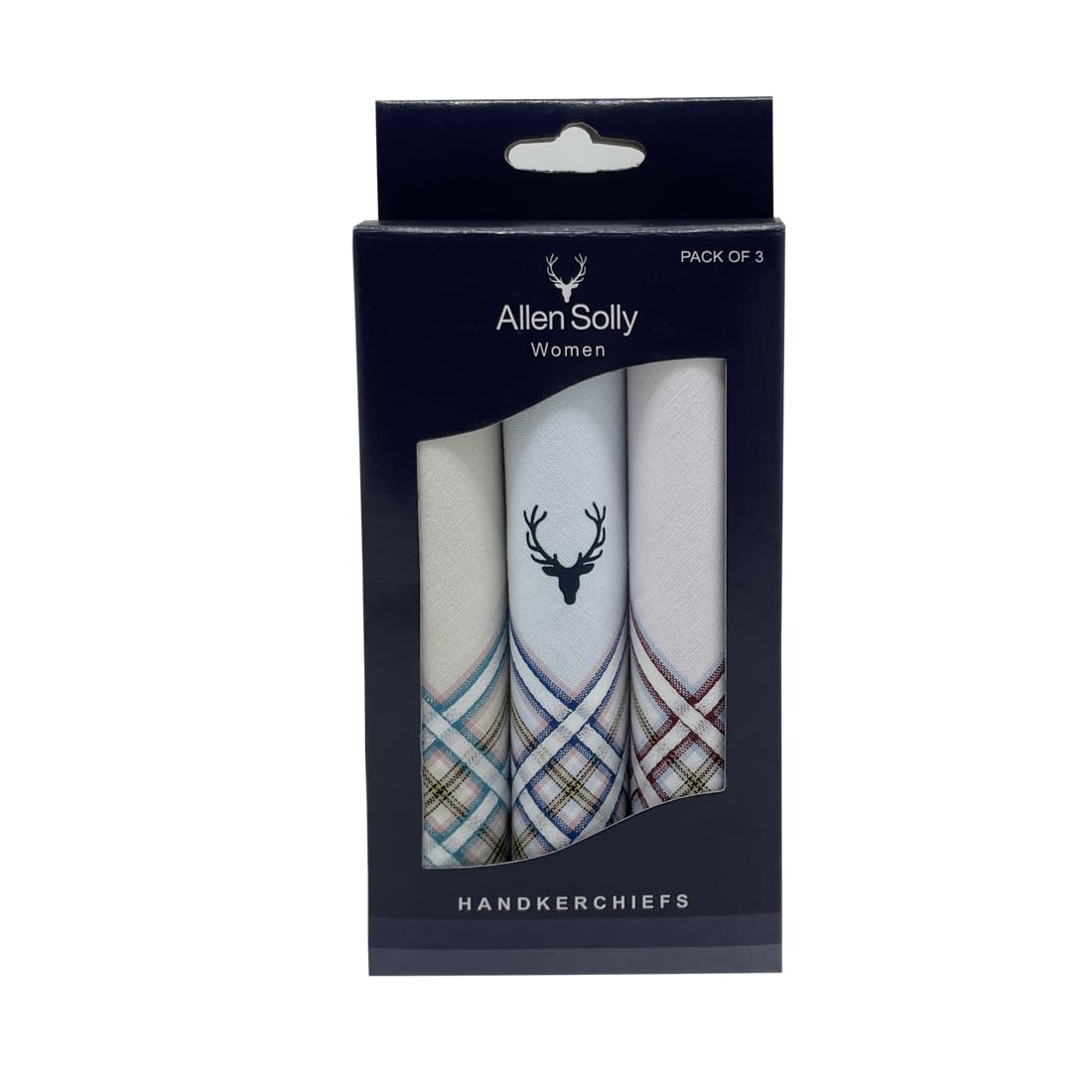Allen Solly Women's Cotton Pastel Handkerchief (Pack of 3) - Sky Blue, Royal Blue, Brown