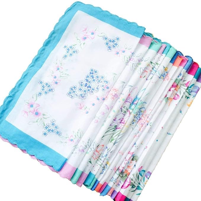 Aenon Fashion is my passion Handkerchiefs|Leaf Print Cutwork Soft Cotton Hankies for Woman,Girls & Wicking Sweat from Hands,Face,Set of 3 (Multicolor) (3)