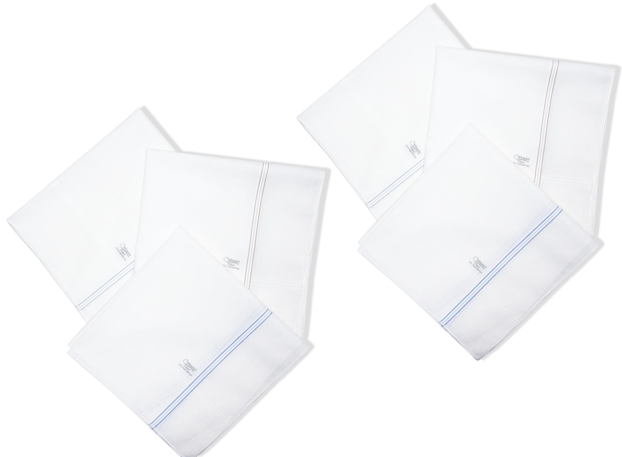 Caruso Italy White Cotton Handkerchiefs for Men | Classic Design, Soft & Durable | Pack of 6, 44x44 cm