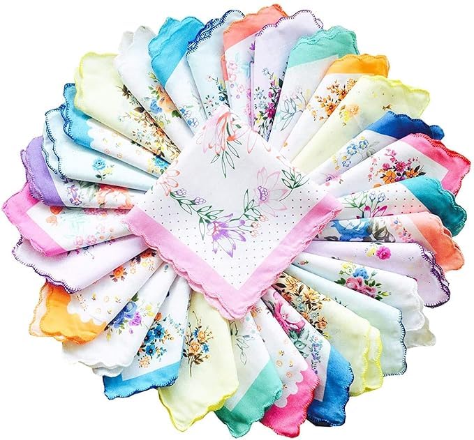 Aenon Fashion is my passion Handkerchiefs|Leaf Print Cutwork Soft Cotton Hankies for Woman,Girls & Wicking Sweat from Hands,Face,Set of 3 (Multicolor) (3)