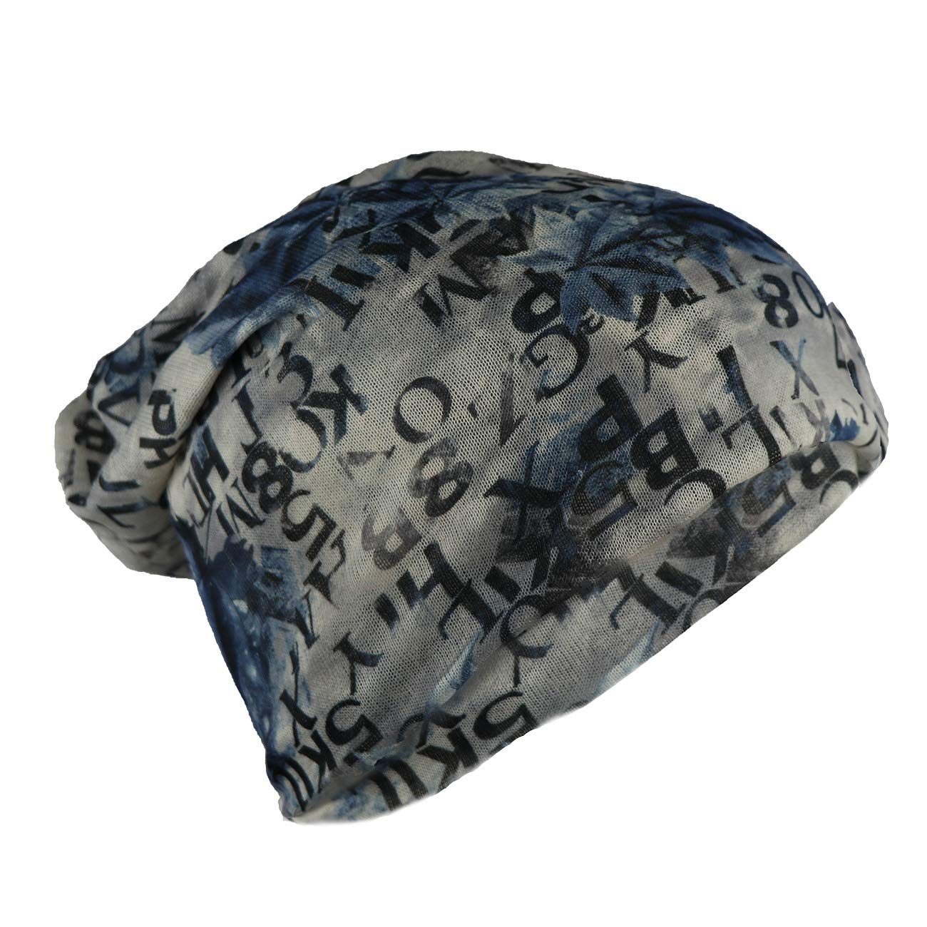 iSWEVEN Men's Women's Unisex Cotton Blended Slouchy Summer Skull Beanie Cap - Multicolor (7049A, Free Size)