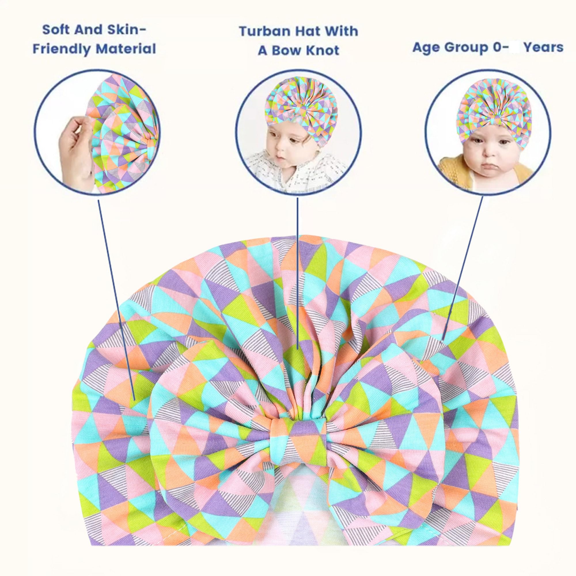 BabyMoon Beanie Floral Bow Baby Boy's & Girl's Cap Kids | Toddler Infant Hat |Multi Multicolour