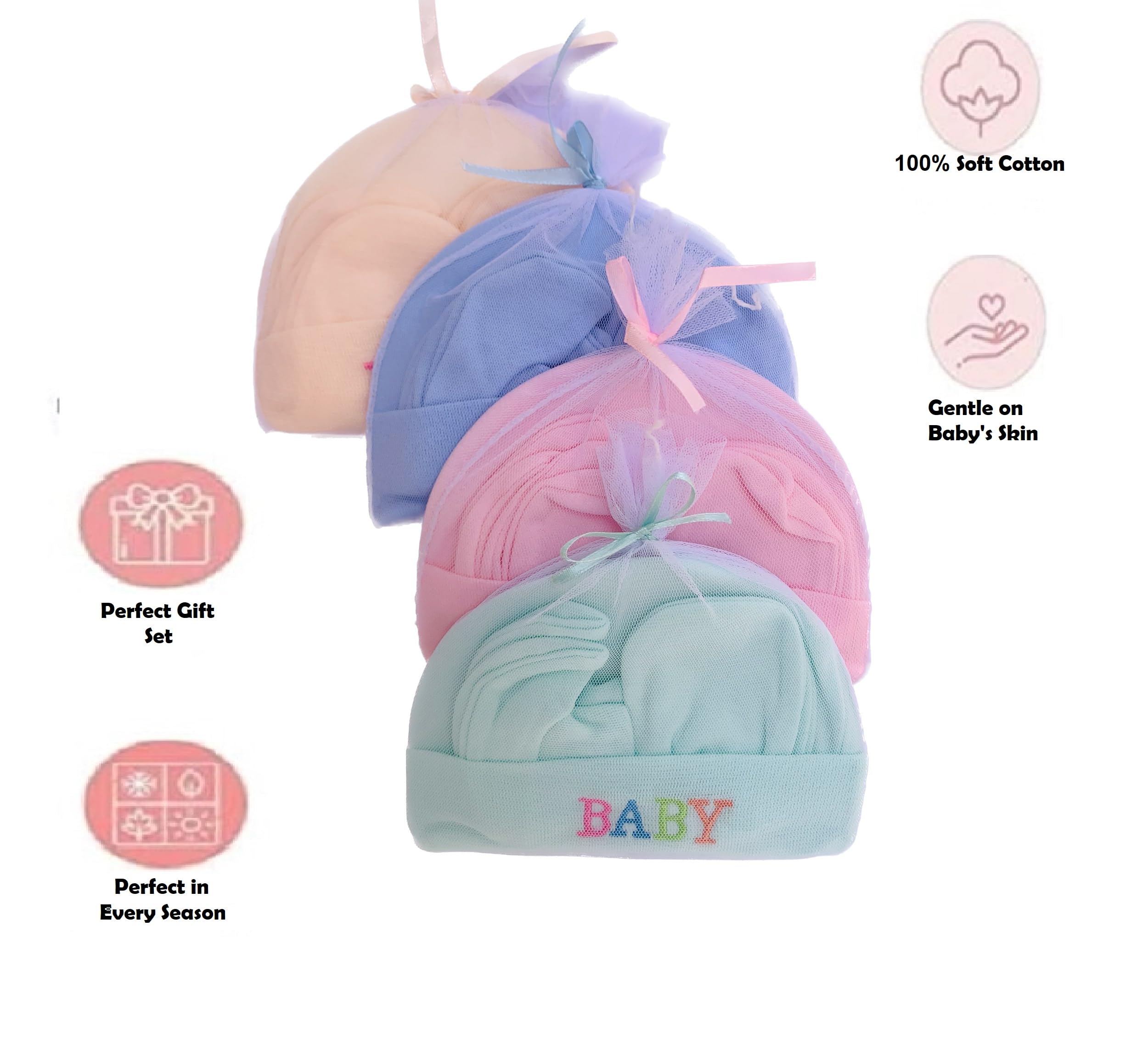 VIN® Baby Boy Girl Mittens Caps Gloves and Booties Combo Set - Pair of 2 for New Born Product 0-6 Months | Cap Gloves and Socks Set | Shower Gift | Multicolor