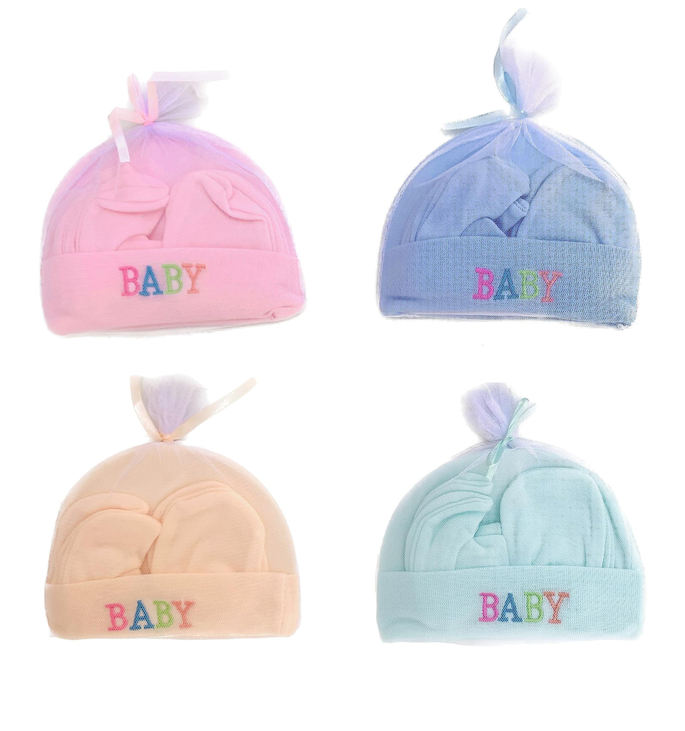 VIN® Baby Boy Girl Mittens Caps Gloves and Booties Combo Set - Pair of 2 for New Born Product 0-6 Months | Cap Gloves and Socks Set | Shower Gift | Multicolor