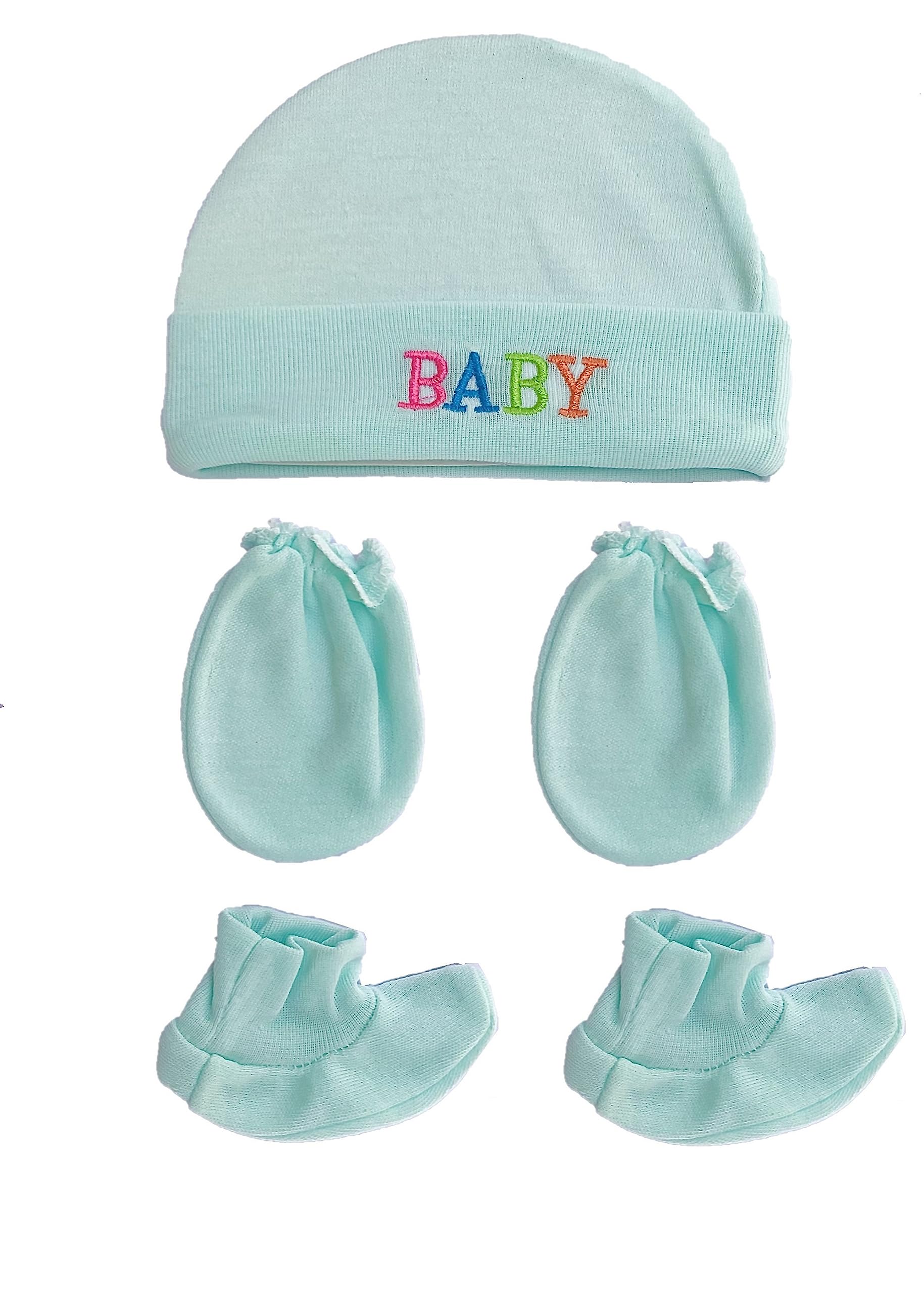 VIN® Baby Boy Girl Mittens Caps Gloves and Booties Combo Set - Pair of 2 for New Born Product 0-6 Months | Cap Gloves and Socks Set | Shower Gift | Multicolor