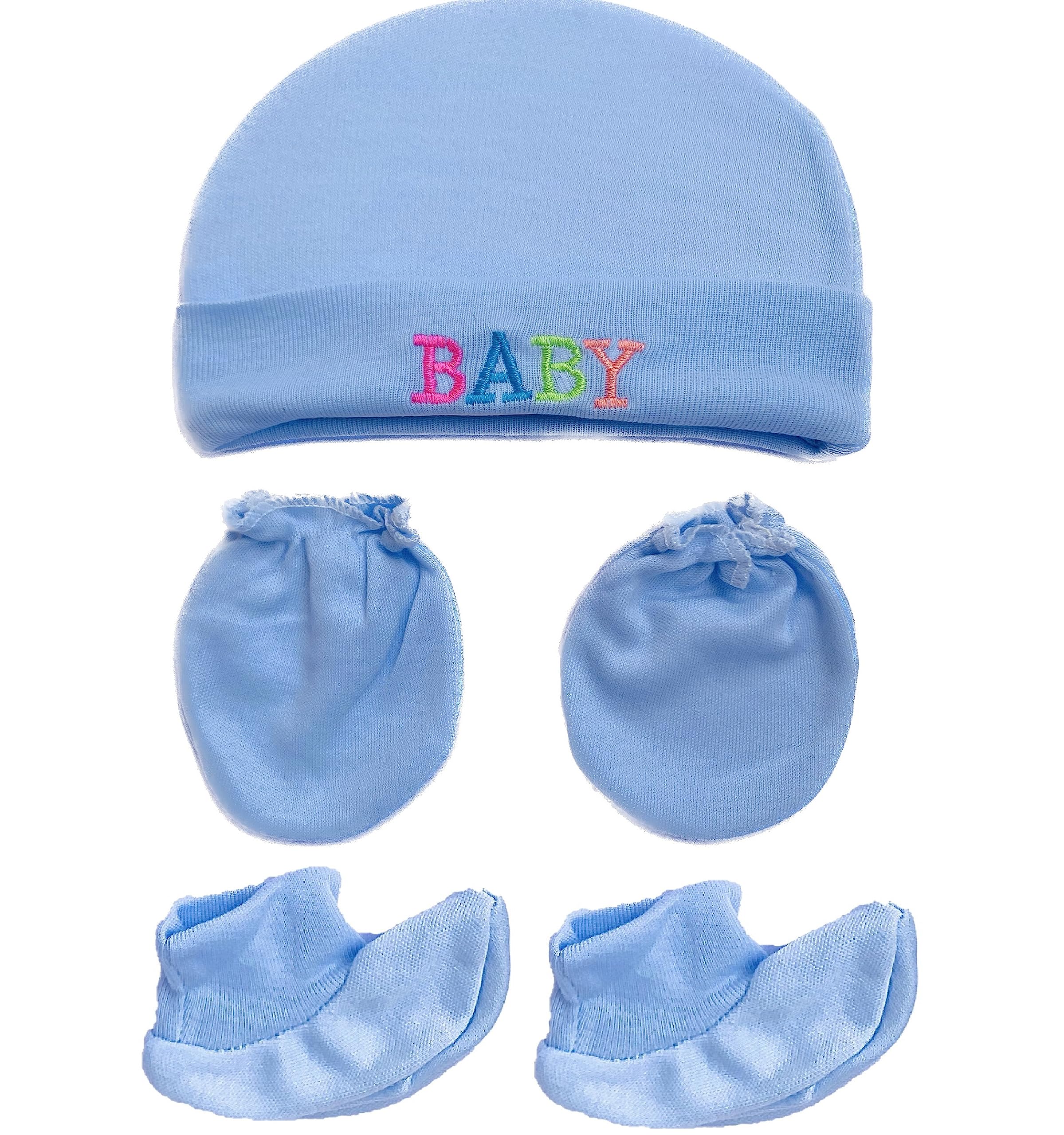 VIN® Baby Boy Girl Mittens Caps Gloves and Booties Combo Set - Pair of 2 for New Born Product 0-6 Months | Cap Gloves and Socks Set | Shower Gift | Multicolor
