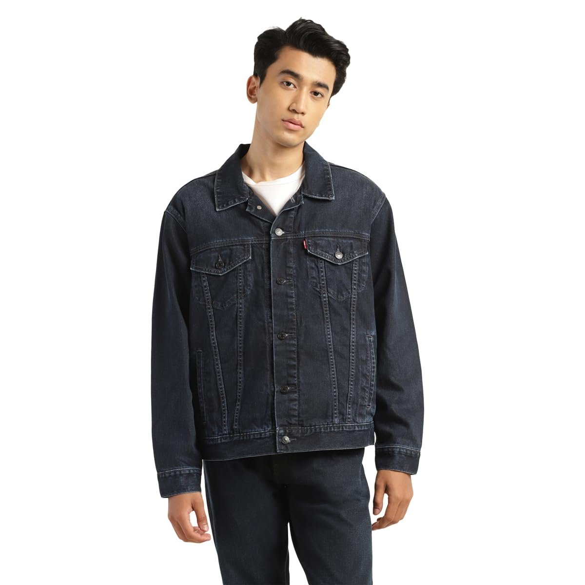 Men's Solid Blue Collar Neck Jacket