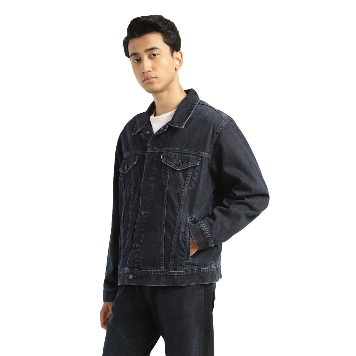 Men's Solid Blue Collar Neck Jacket