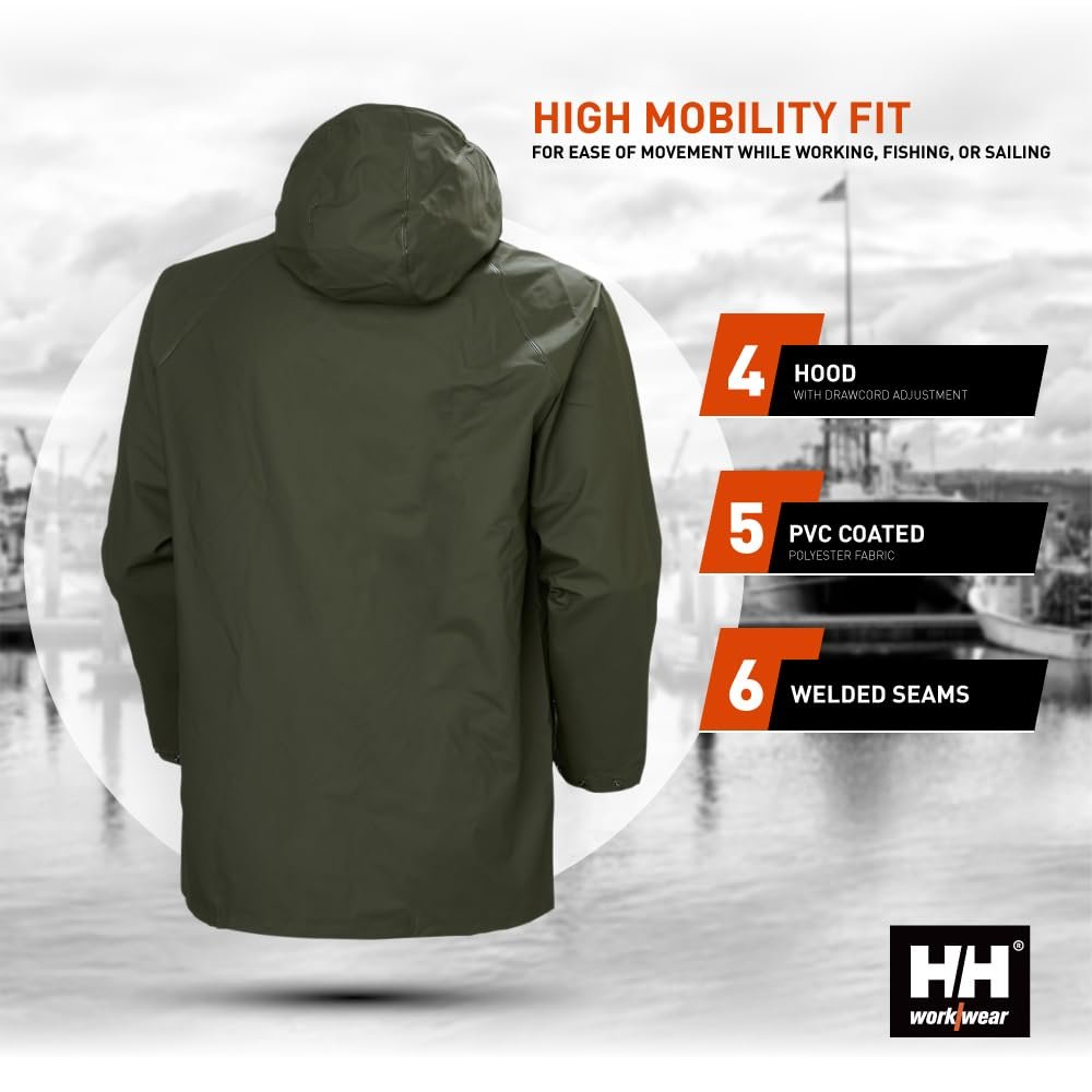 Workwear Men's Mandal Rain Jacket, Army Green, 5X-Large