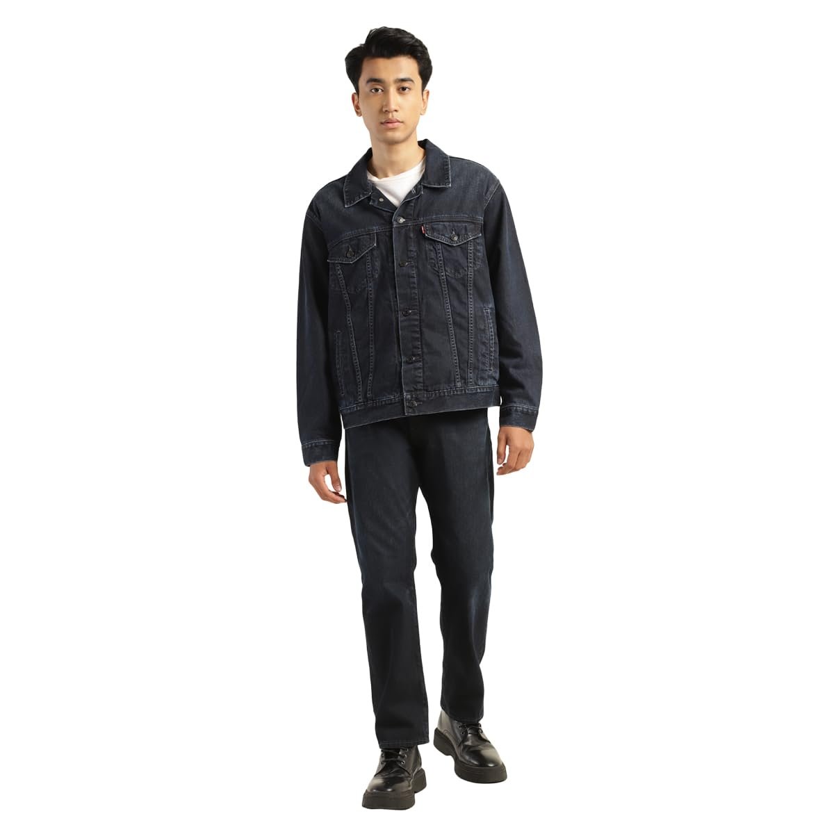 Men's Solid Blue Collar Neck Jacket