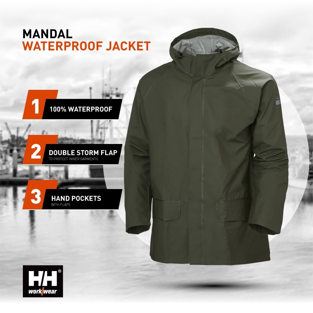 Workwear Men's Mandal Rain Jacket, Army Green, 5X-Large