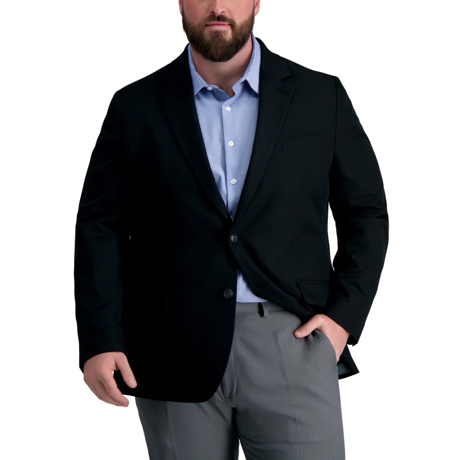 Men's The Active Series Classic Fit Gabardine Blazer (Regular and Big and Tall Sizes), Black, 48