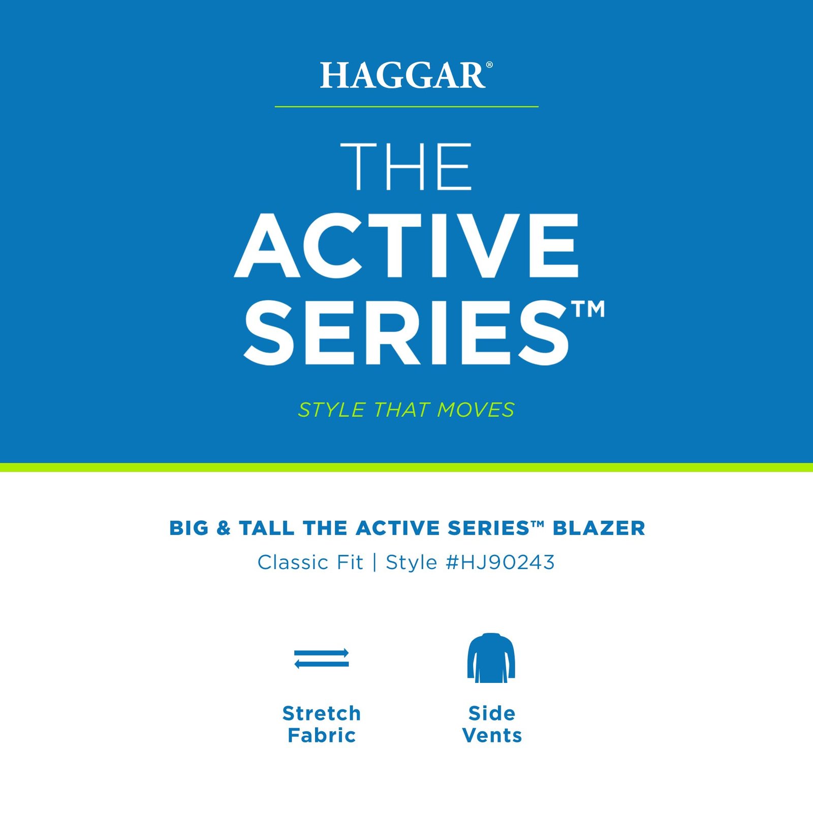 Men's The Active Series Classic Fit Gabardine Blazer (Regular and Big and Tall Sizes), Black, 48
