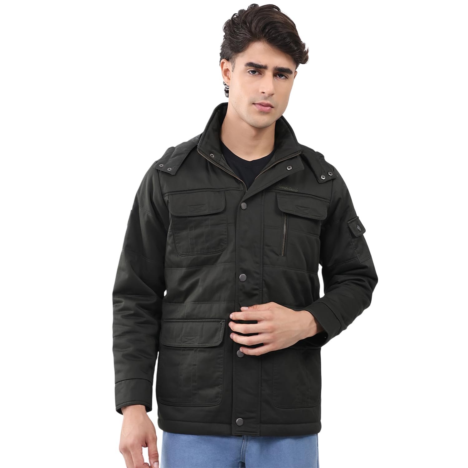 Men’s Regular Fit Solid Collared Neck Full Sleeve Winter Jacket | Soft Warm Fabric | Stylish Classic Winter Outerwear | Stylish Men’s Winter Jacket Green L (Pack Of 1)