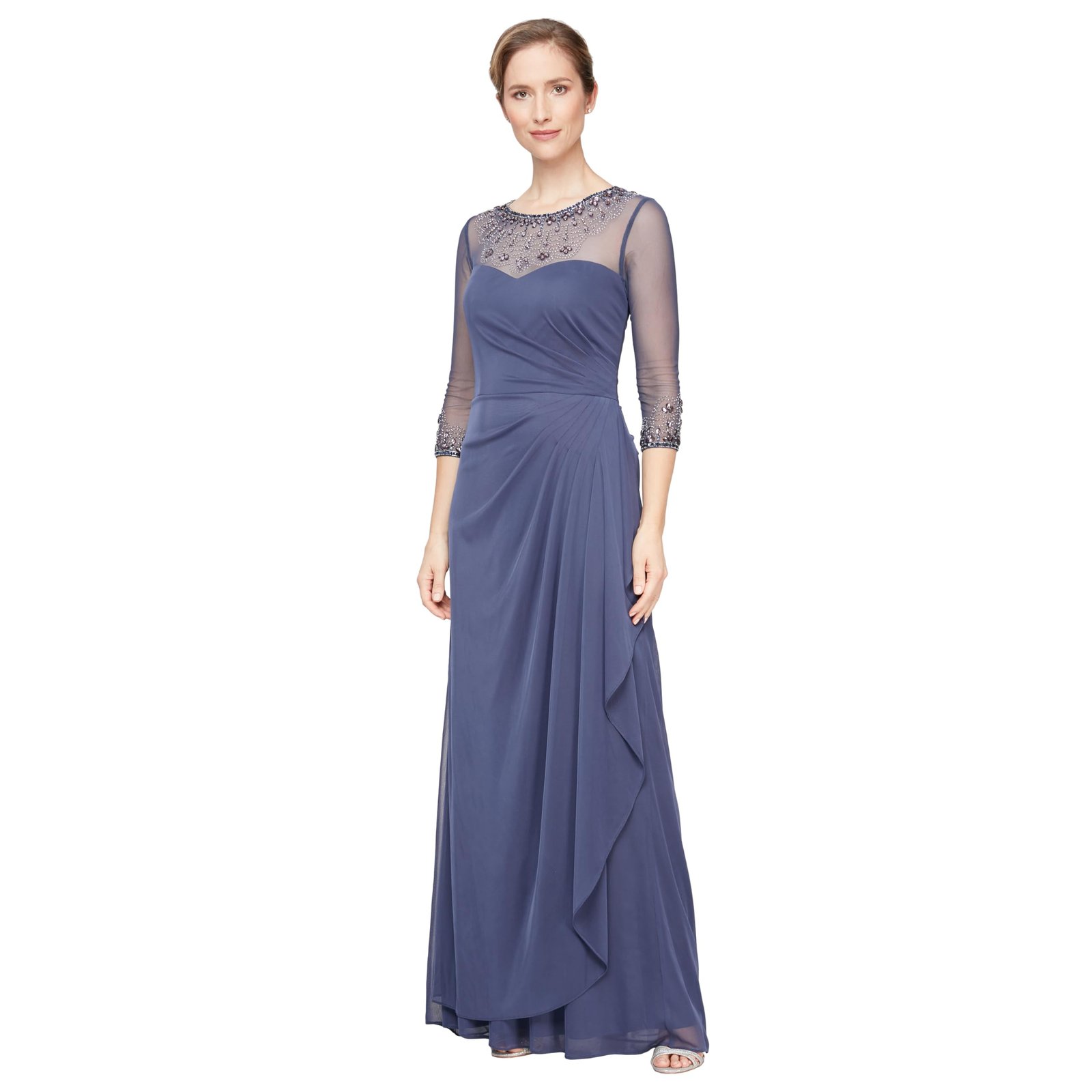 Women's Long A-Line Sweetheart Neck Dress (Petite and Regular Sizes), Violet, 6