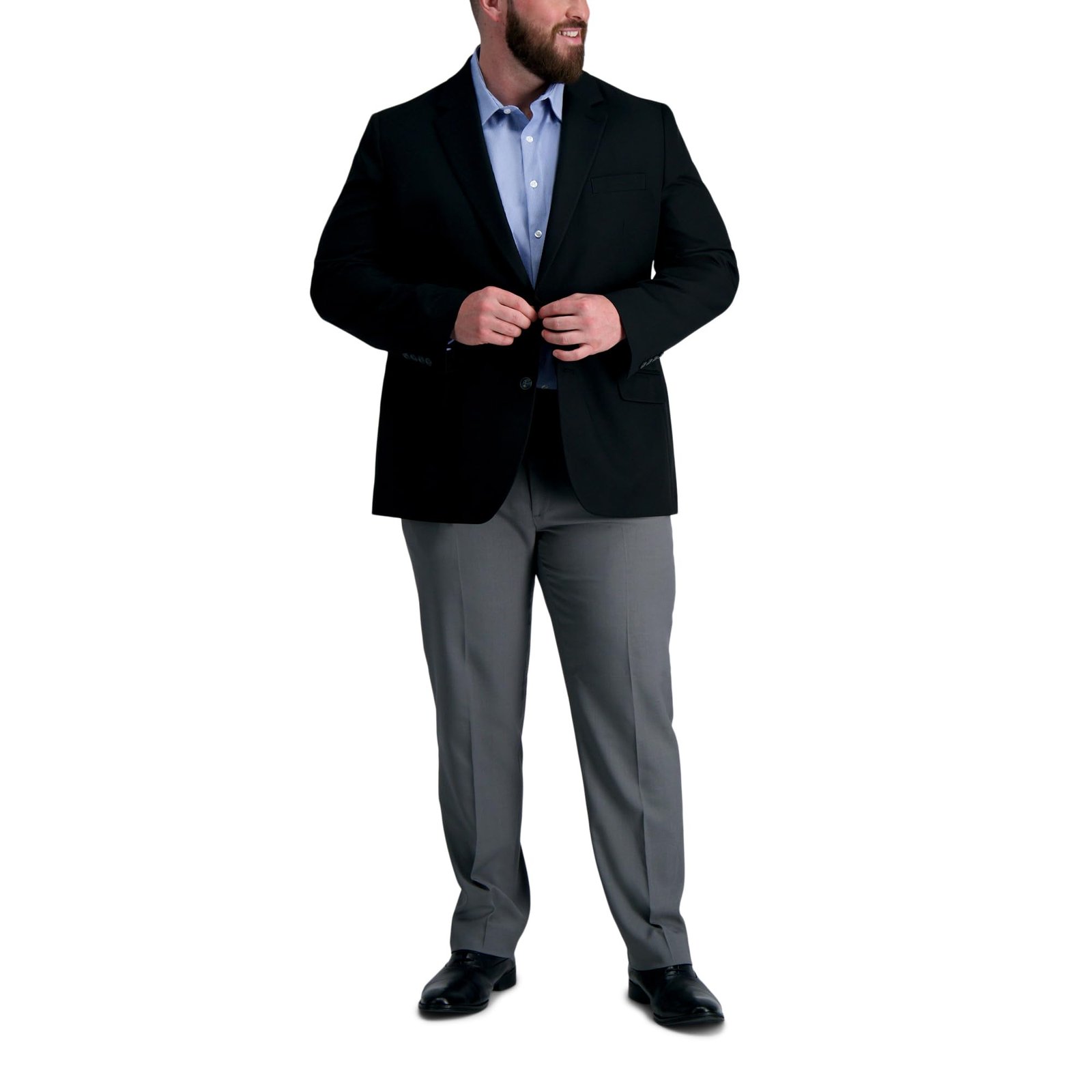 Men's The Active Series Classic Fit Gabardine Blazer (Regular and Big and Tall Sizes), Black, 48