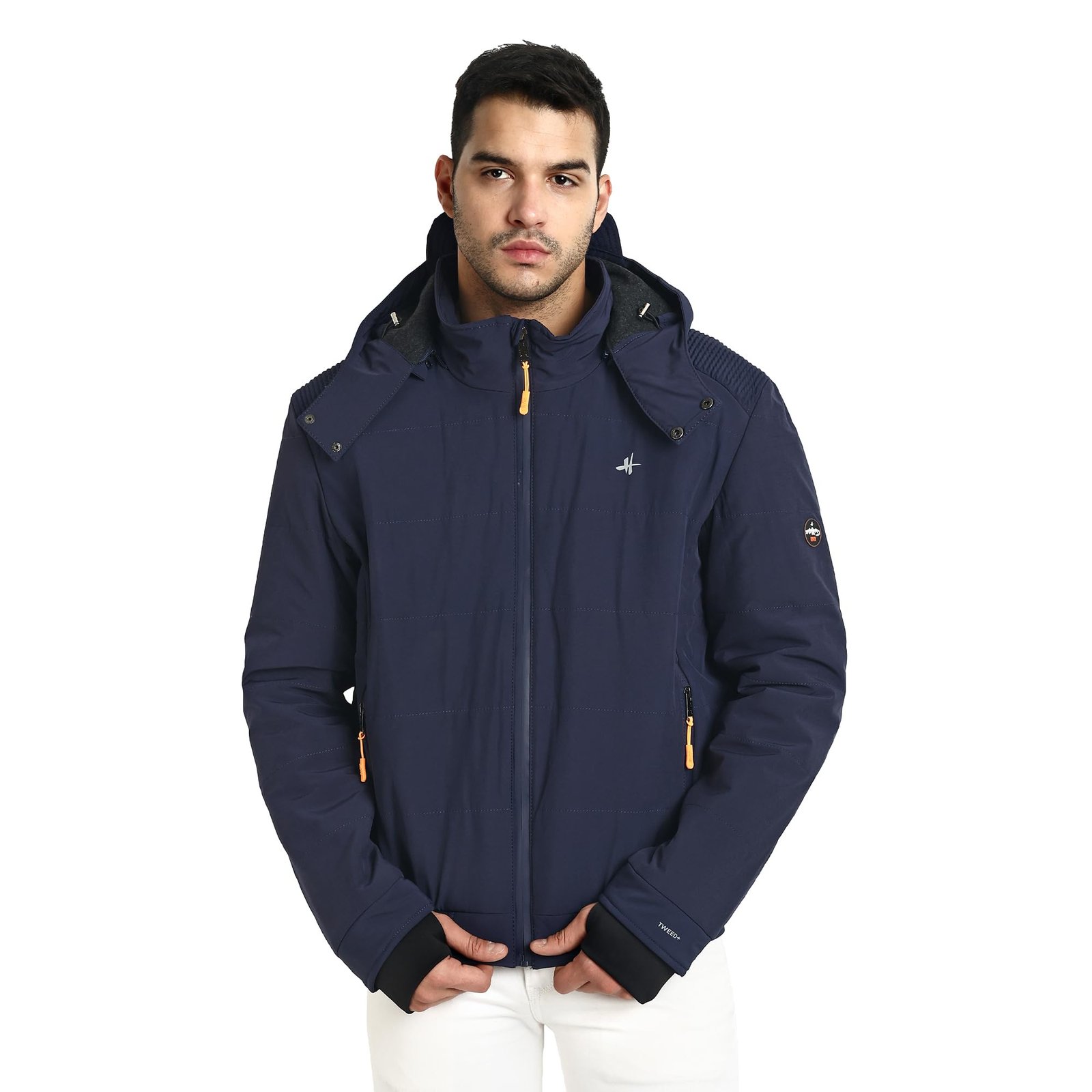 Men's Nylon Standard Length Jacket Water Proof Full-Sleeved Winter Jacket with Hood For Minus Degree (Royal Blue)