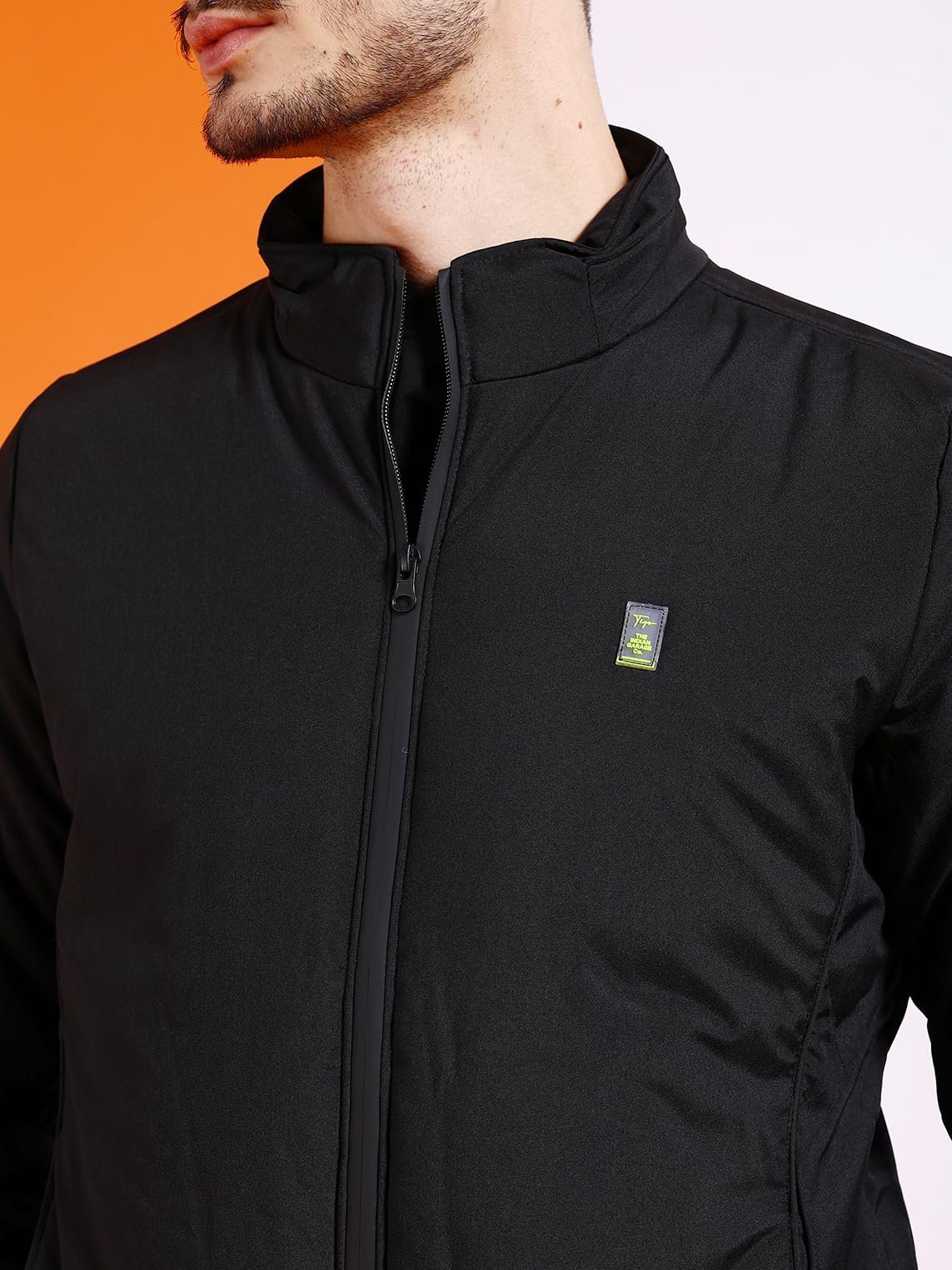 Men Black Regular Fit Solid Bomber Jacket