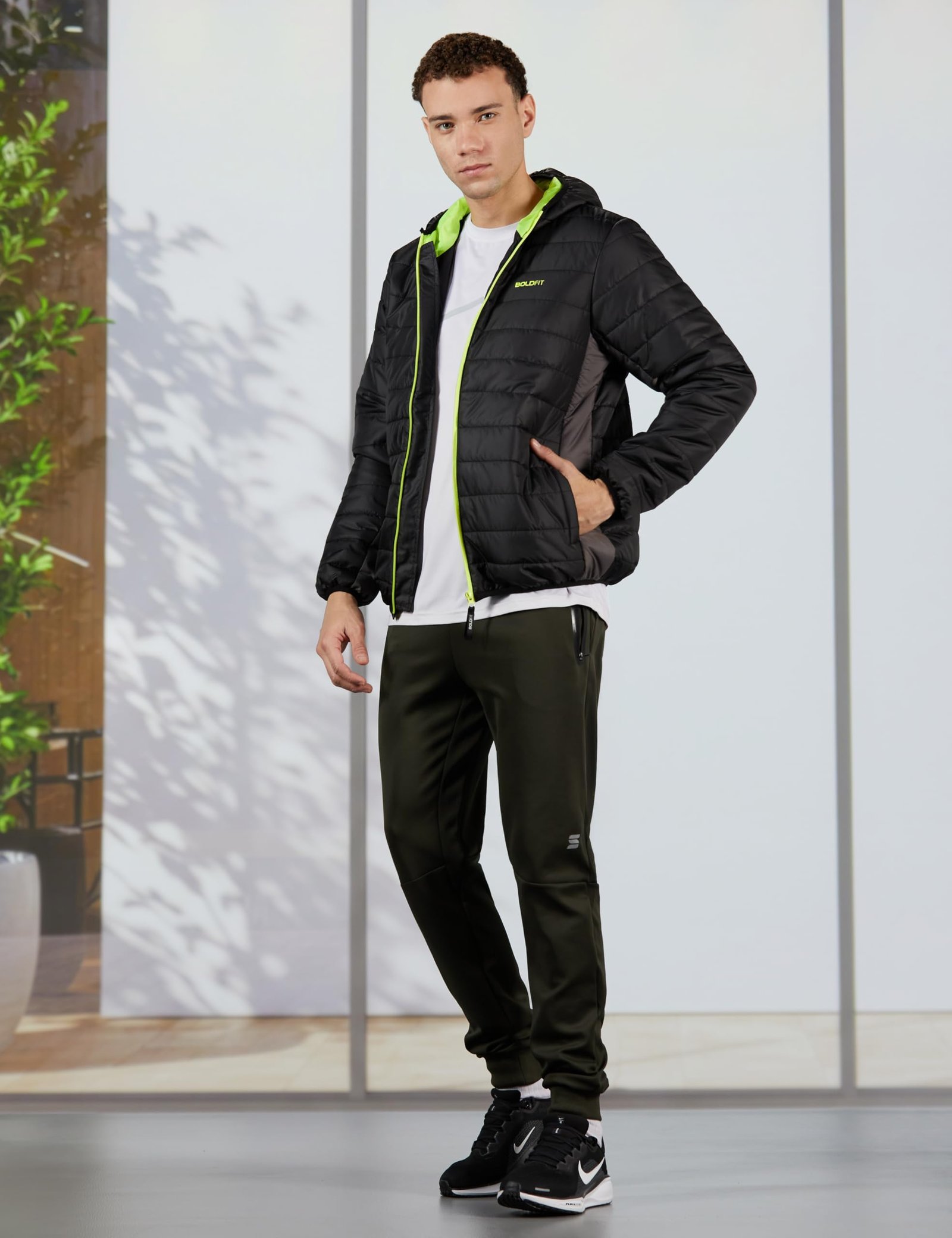 Men's Quilted Polyester Standard Length Jacket Monsoon Winter Wear Hooded Winter Padded Bomber Full Sleeve Jacket Black Charcoal 2XL