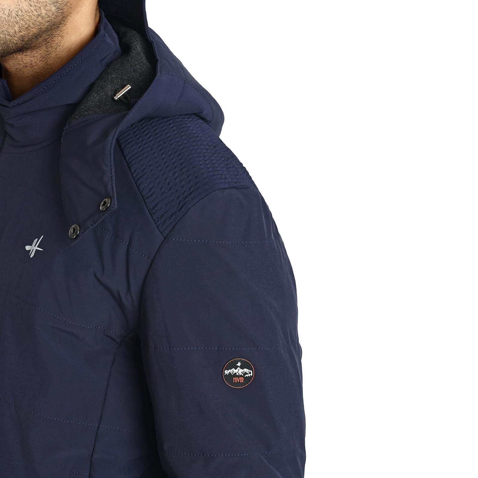 Men's Nylon Standard Length Jacket Water Proof Full-Sleeved Winter Jacket with Hood For Minus Degree (Royal Blue)