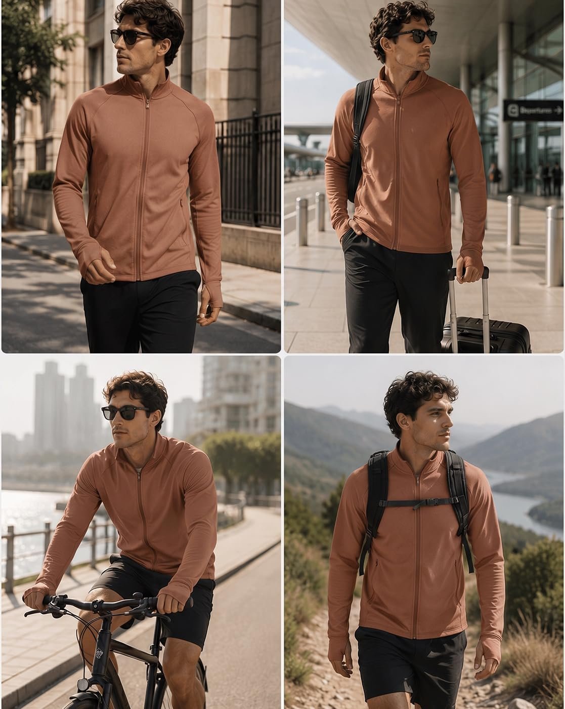 Men UPF 50 Regular Fit Zipper Jacket(1M-TWJK-R0017-ITZ2_Imperial Topaz)