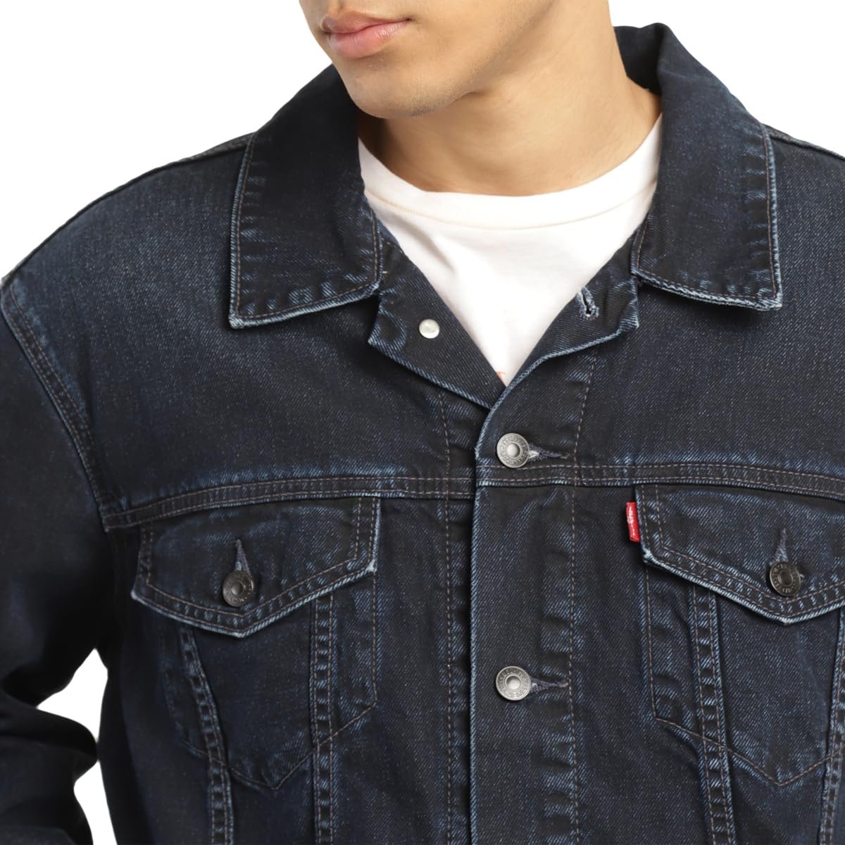 Men's Solid Blue Collar Neck Jacket