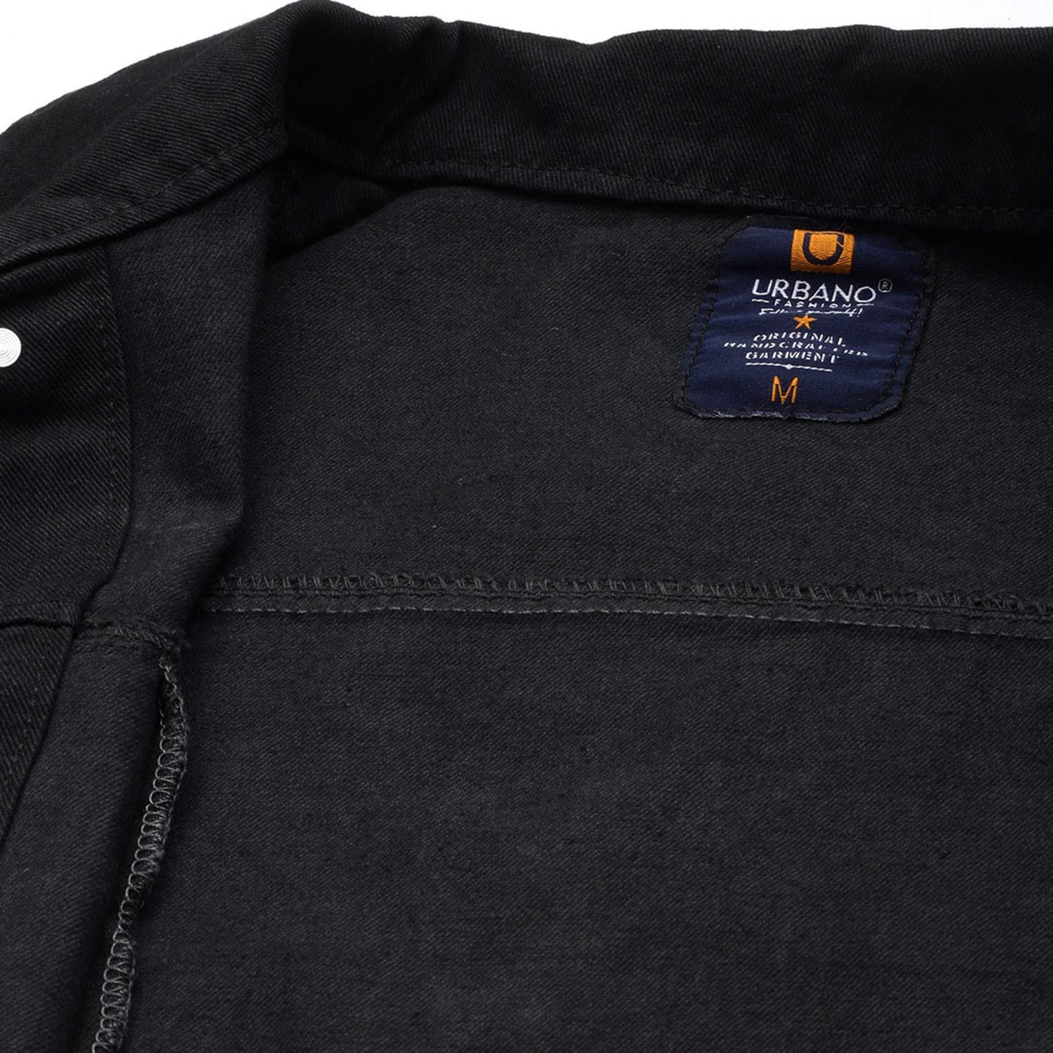 Men's Black Solid Regular Fit Washed Full Sleeve Denim Jacket (jakt-denim-black)