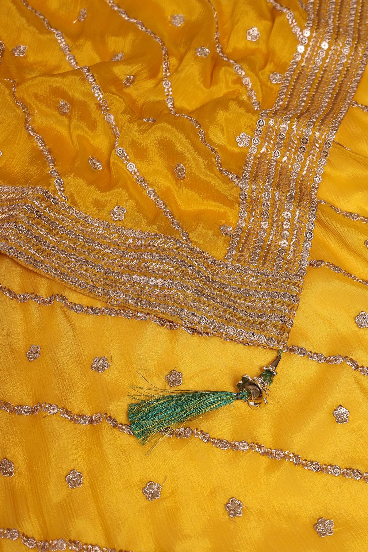 Womens Green Viscose Bandhani Print Lehenga Choli With Zari