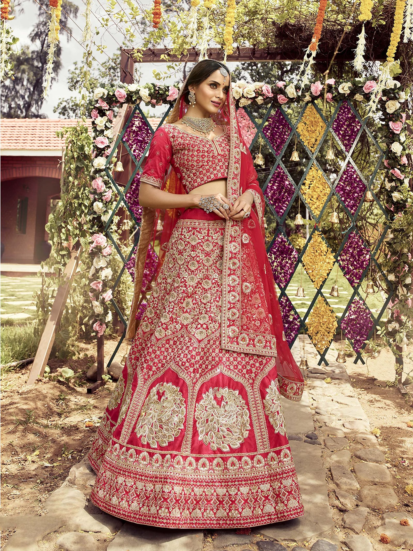 Red color Lehenga Choli With Dori and Zari Work For Women