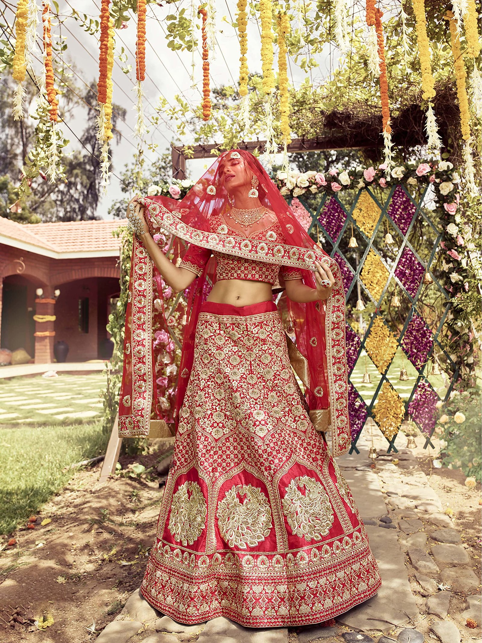 Red color Lehenga Choli With Dori and Zari Work For Women