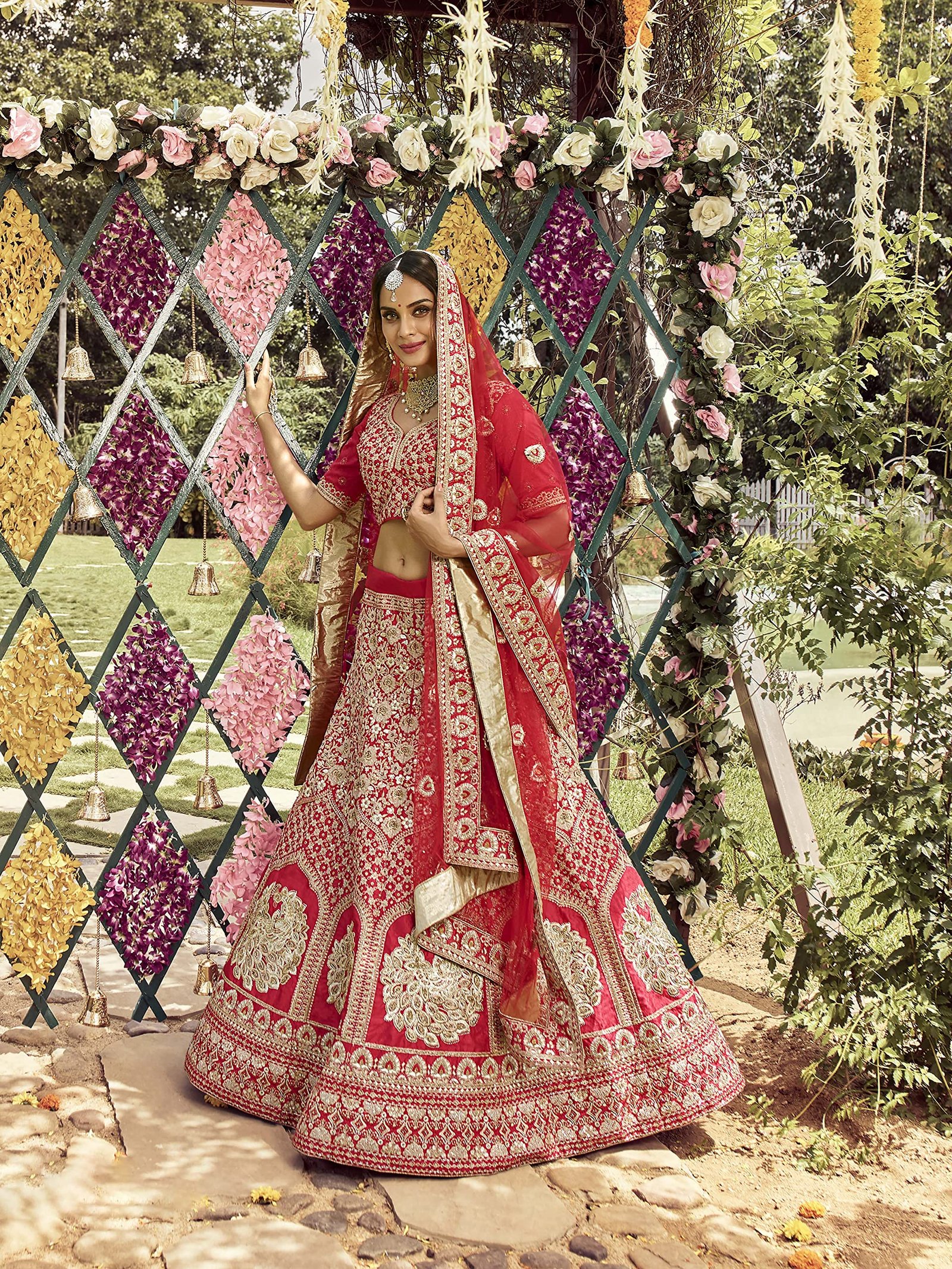 Red color Lehenga Choli With Dori and Zari Work For Women