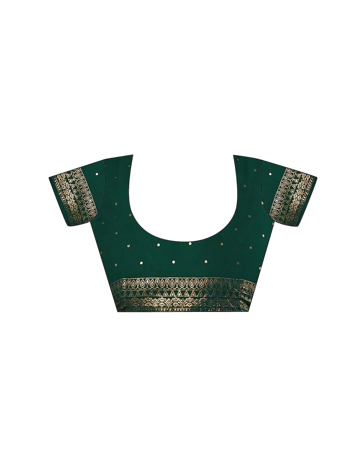 Women's Georgette Foil Printed Lace Work Saree with Unstitched Blouse Piece (4402S3154N_Dark Green)
