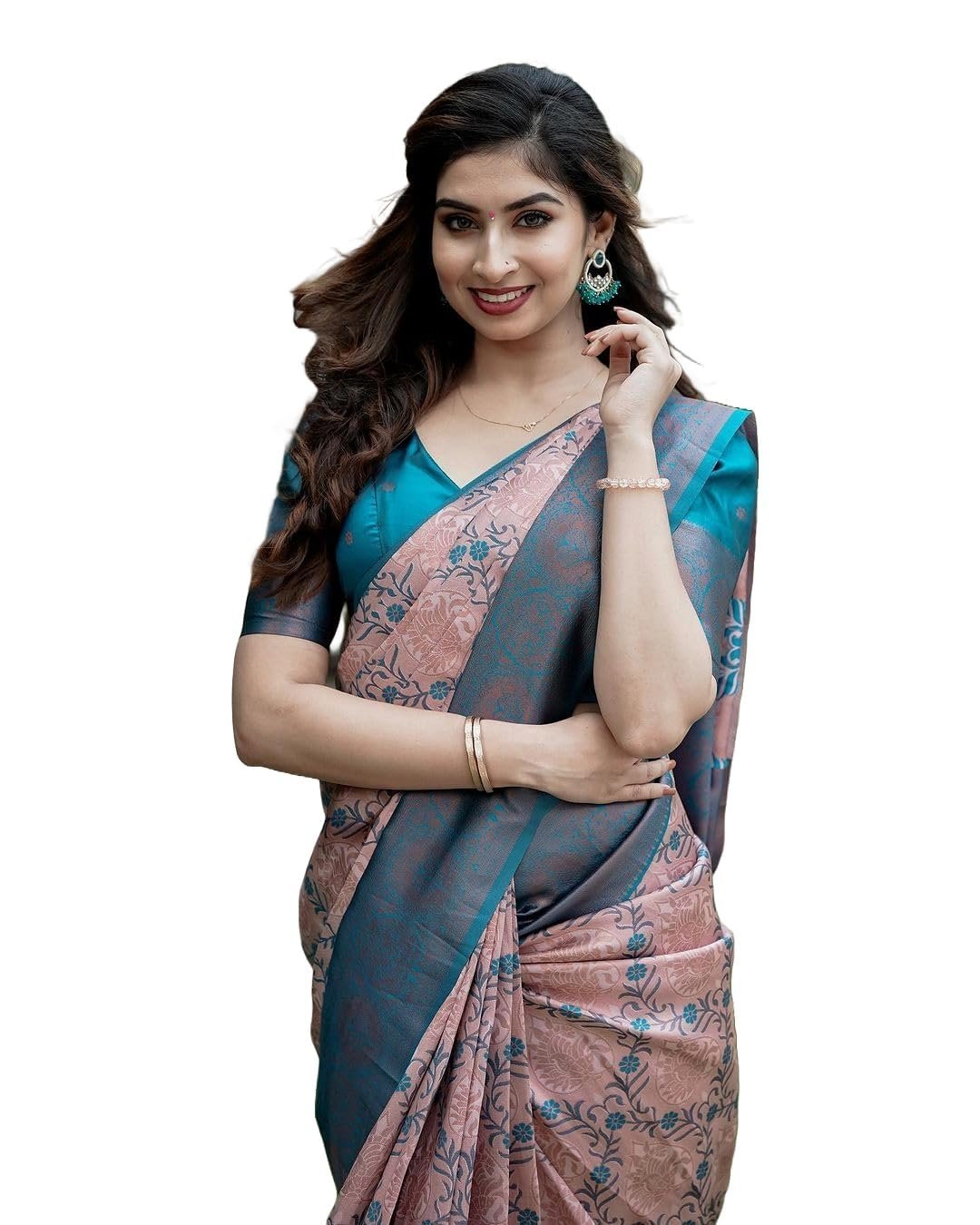 Women Kanjivaram Silk Weaving Banarasi Saree With Blouse Material |saree for Women | saree collection 2025 | New Sari | Latest Saree (AZ-YS-OG-SUKRITA PEACH)