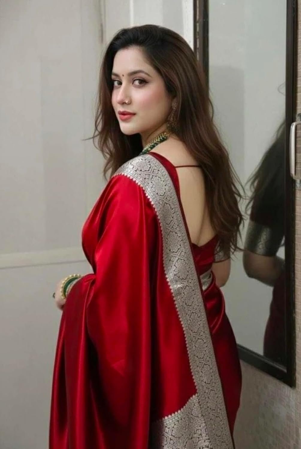 Women's Art Silk Red Saree with Blouse Piece for Traditional Ethnic Wear Sari-(AZ-YS-OG1-RABBA RED)