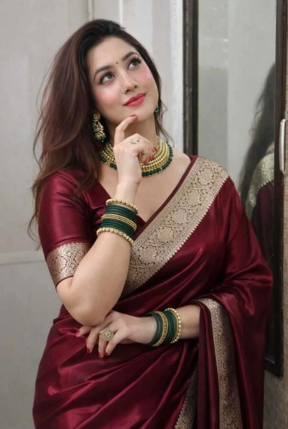 Women's Art Silk Maroon Saree with Blouse Piece for Traditional Ethnic Wear Sari-(AZ-YS-OG1-RABBA MAROON)