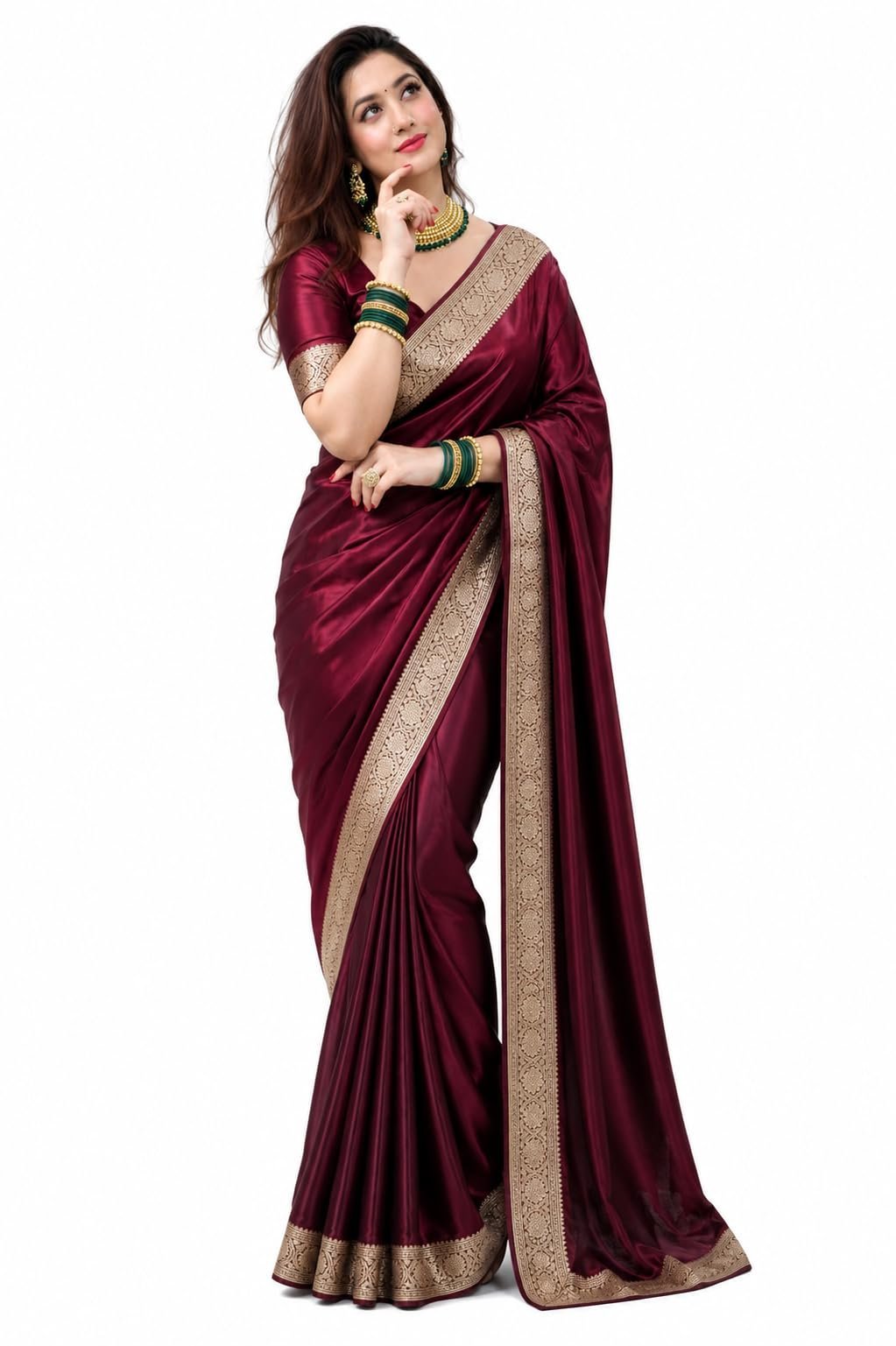 Women's Art Silk Maroon Saree with Blouse Piece for Traditional Ethnic Wear Sari-(AZ-YS-OG1-RABBA MAROON)