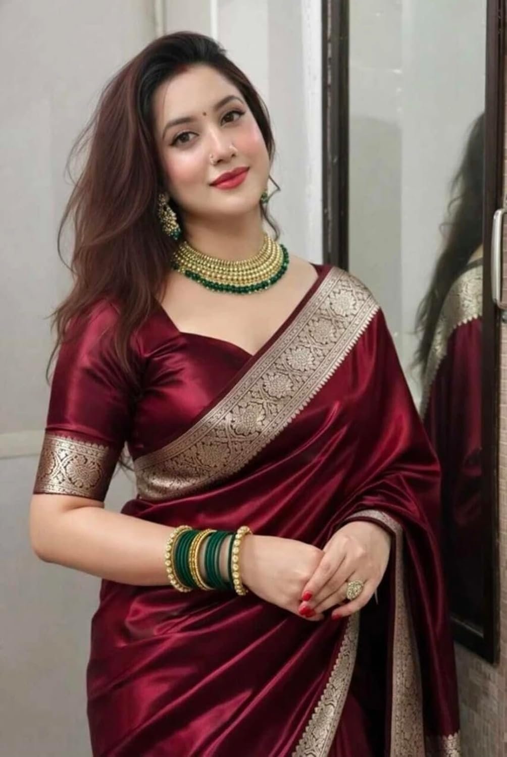 Women's Art Silk Maroon Saree with Blouse Piece for Traditional Ethnic Wear Sari-(AZ-YS-OG1-RABBA MAROON)