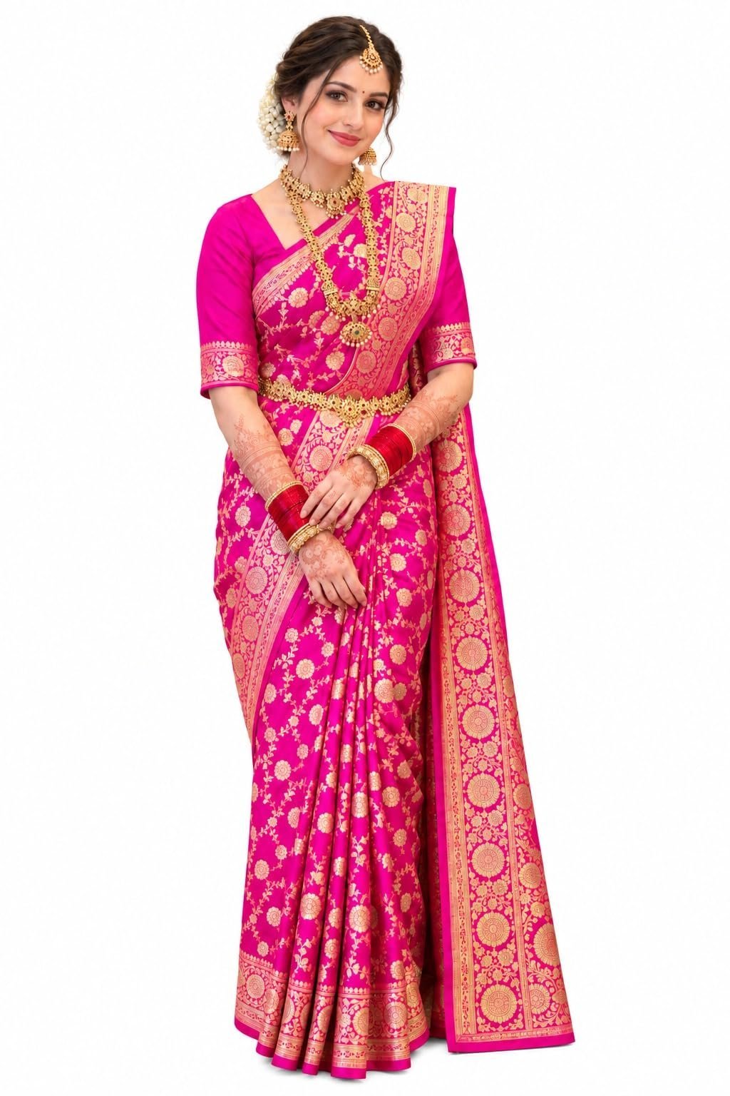 Womens Heavy Zari Banarasi Kanjivaram Saree