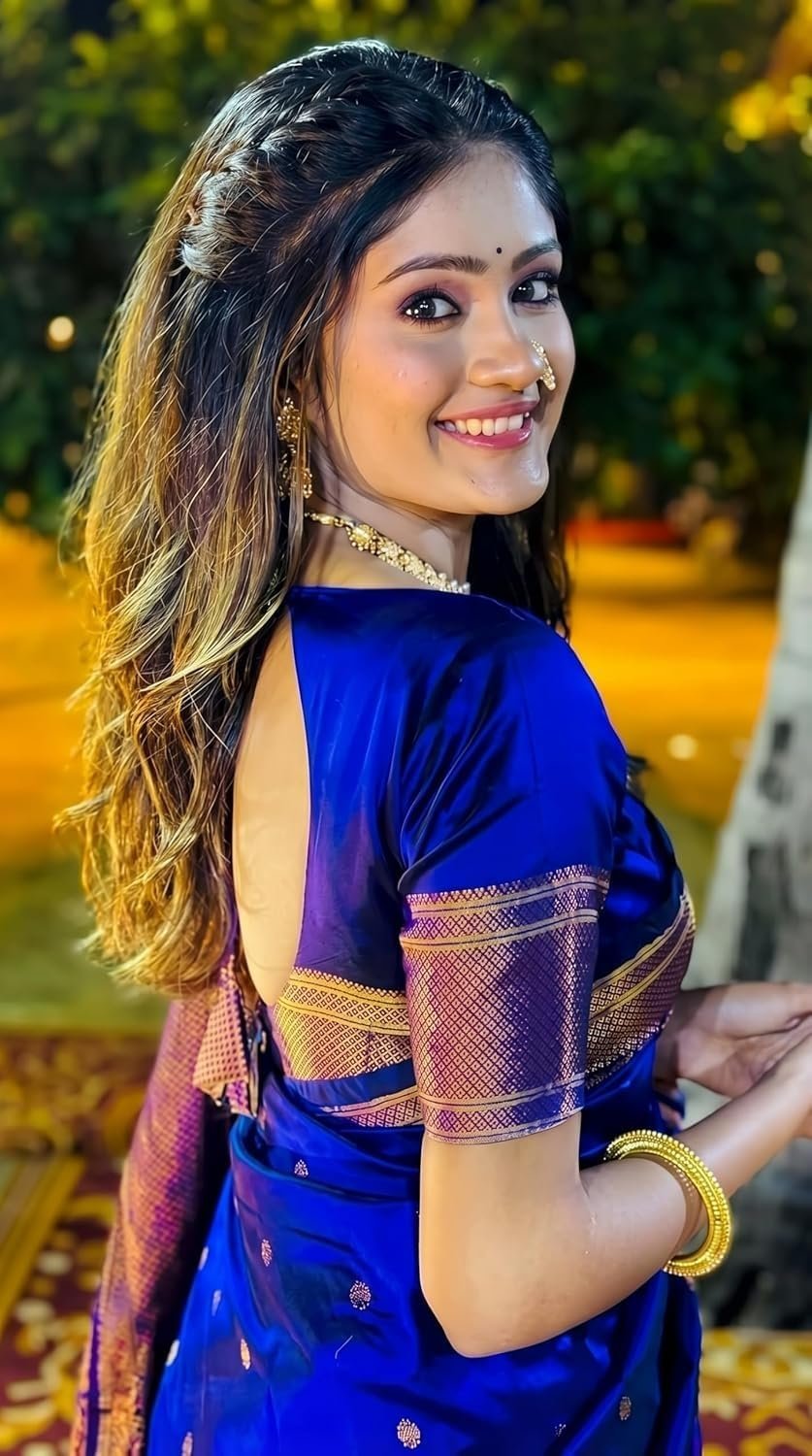 Women's Art Silk Blue Saree with Blouse Piece for Traditional Ethnic Wear Sari-(AZ-YS-OG2-MAALI BLUE)