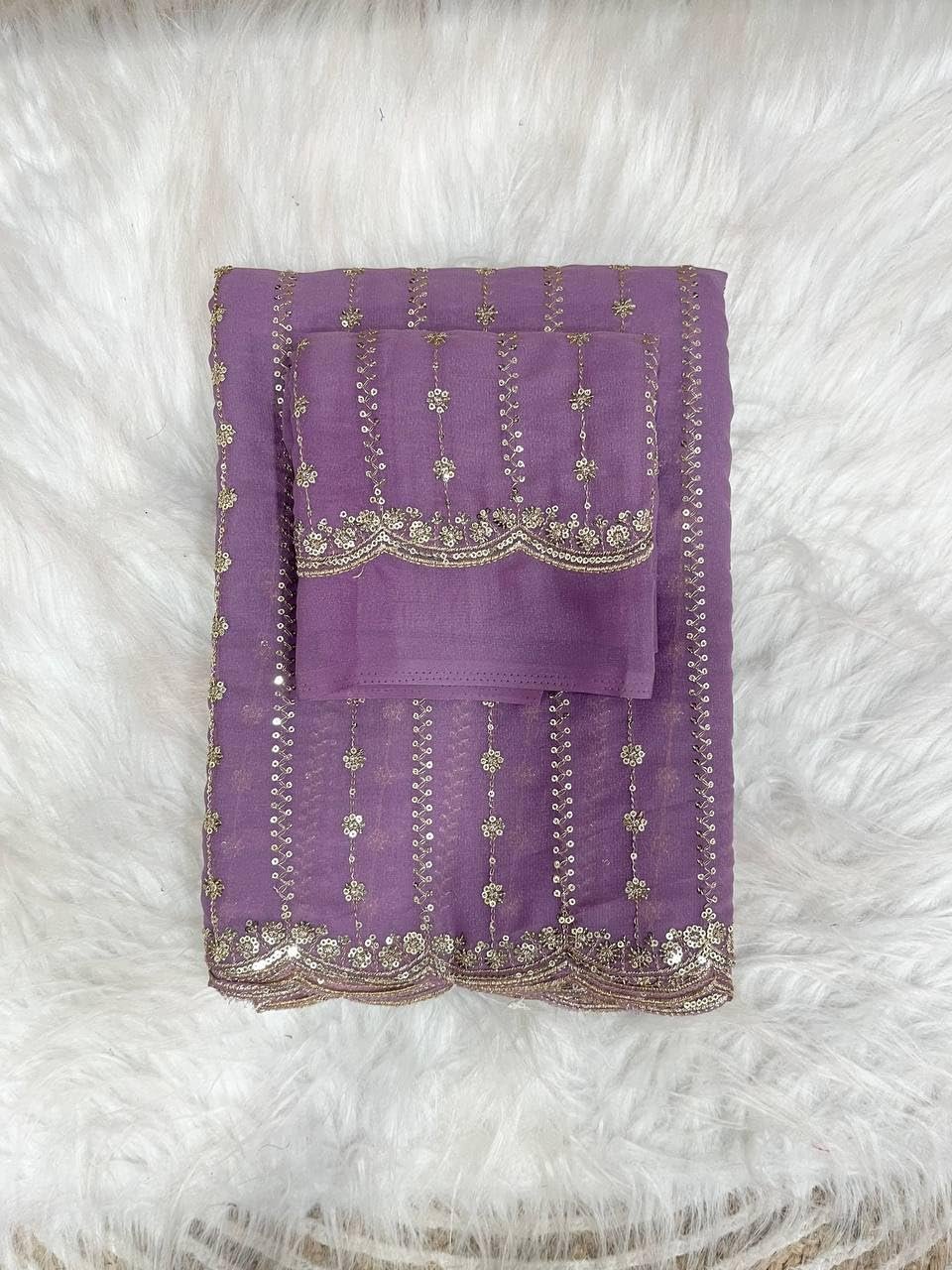 RADHA Women’s Embroidery Work Saree with Designer Border | Festive & Party (LAVENDAR)