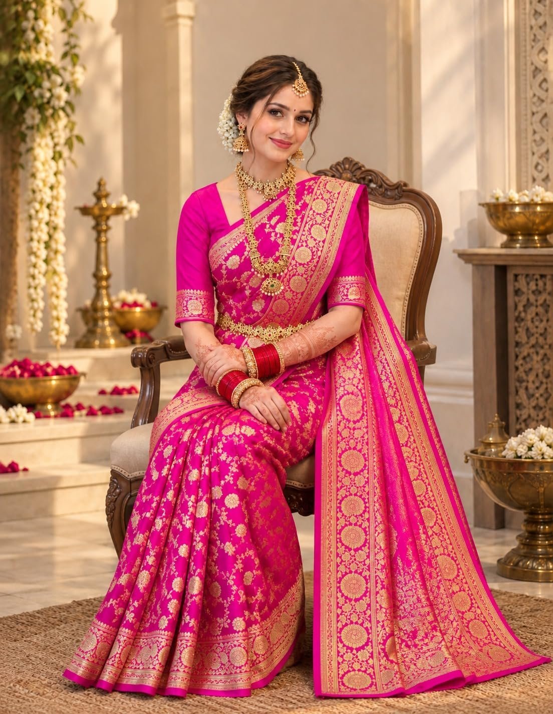 Womens Heavy Zari Banarasi Kanjivaram Saree